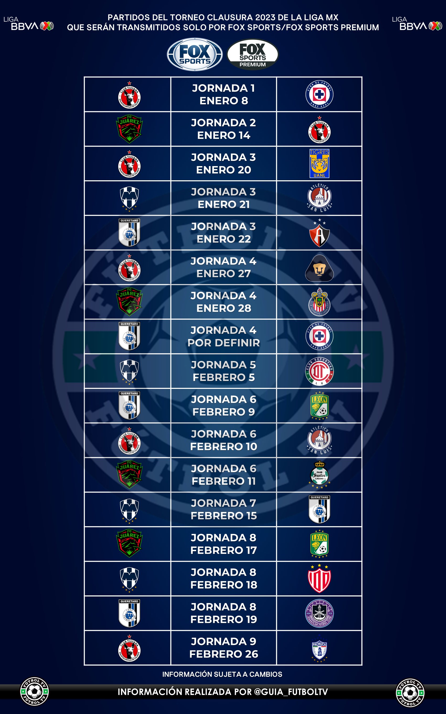 Calendario dela liga bbva