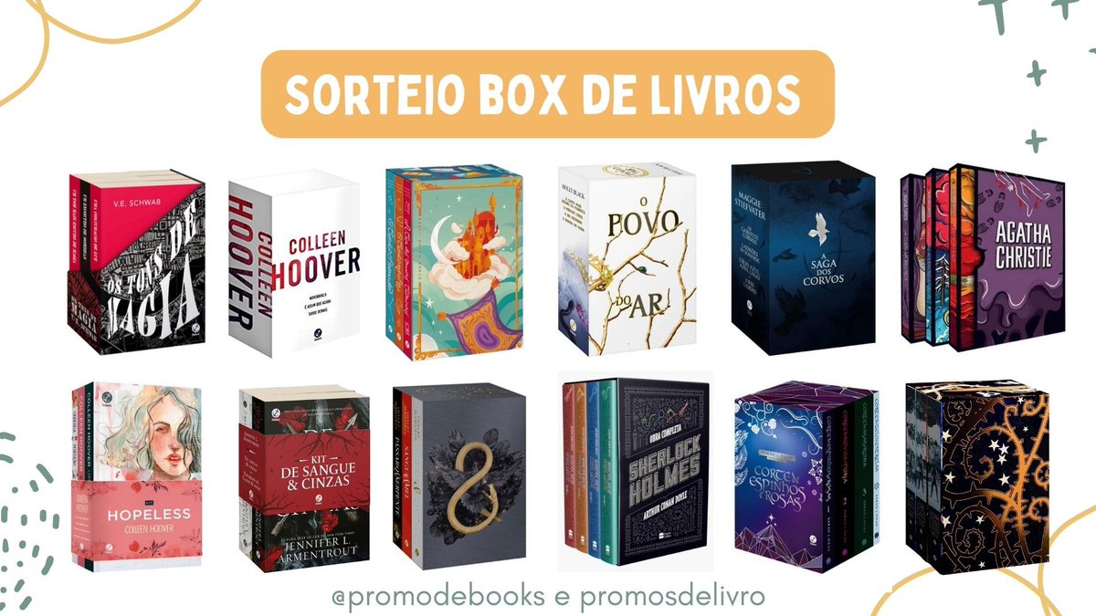 📚📚 Sorteio Box de Livros 📚📚

🏆 Prêmio:
✨ UM Box dentre as opções da imagem ou R$150 em livros na Amazon

↪️ Regras:
• Seguir <a href="/promodebooks/">Promo de Books 📚</a> e <a href="/promosdelivro/">Melhores Promoções de Livros</a> 
• Comentar o Box desejado ou R$150 em livros 
• Dar RT nesse tweet (sem citar)

Resultado: 20/01! 🍀📚