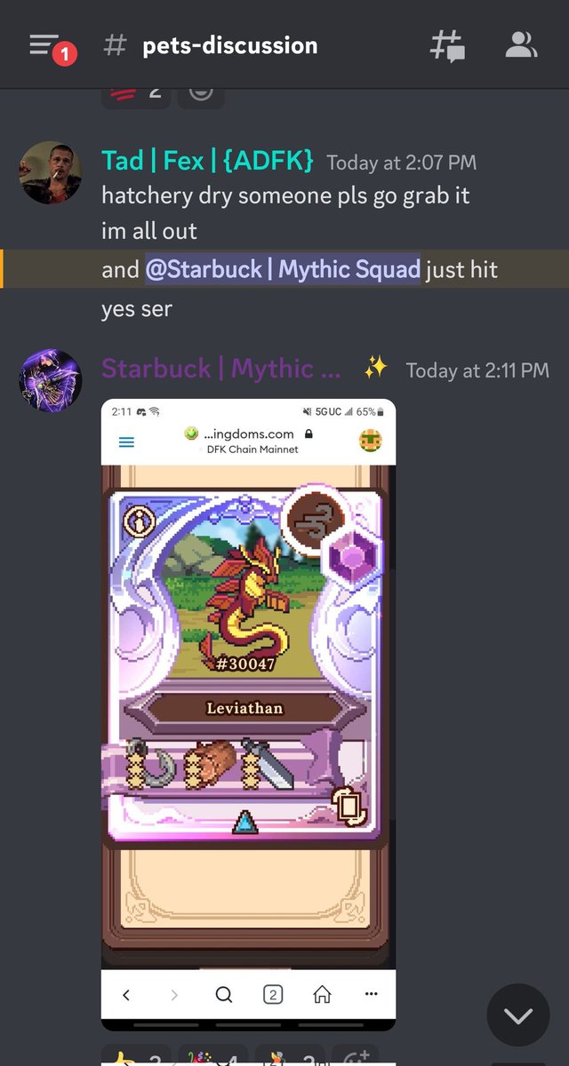 SirStarbuck's tweet photo. #DFKWin
Found a blue egg this morning and hatched it at just the right time thanks to @Aphectz!
#mythicvibes
@MythicSquadDFK
@DeFiKingdoms #defikingdoms https://t.co/xZ0I2uslj1