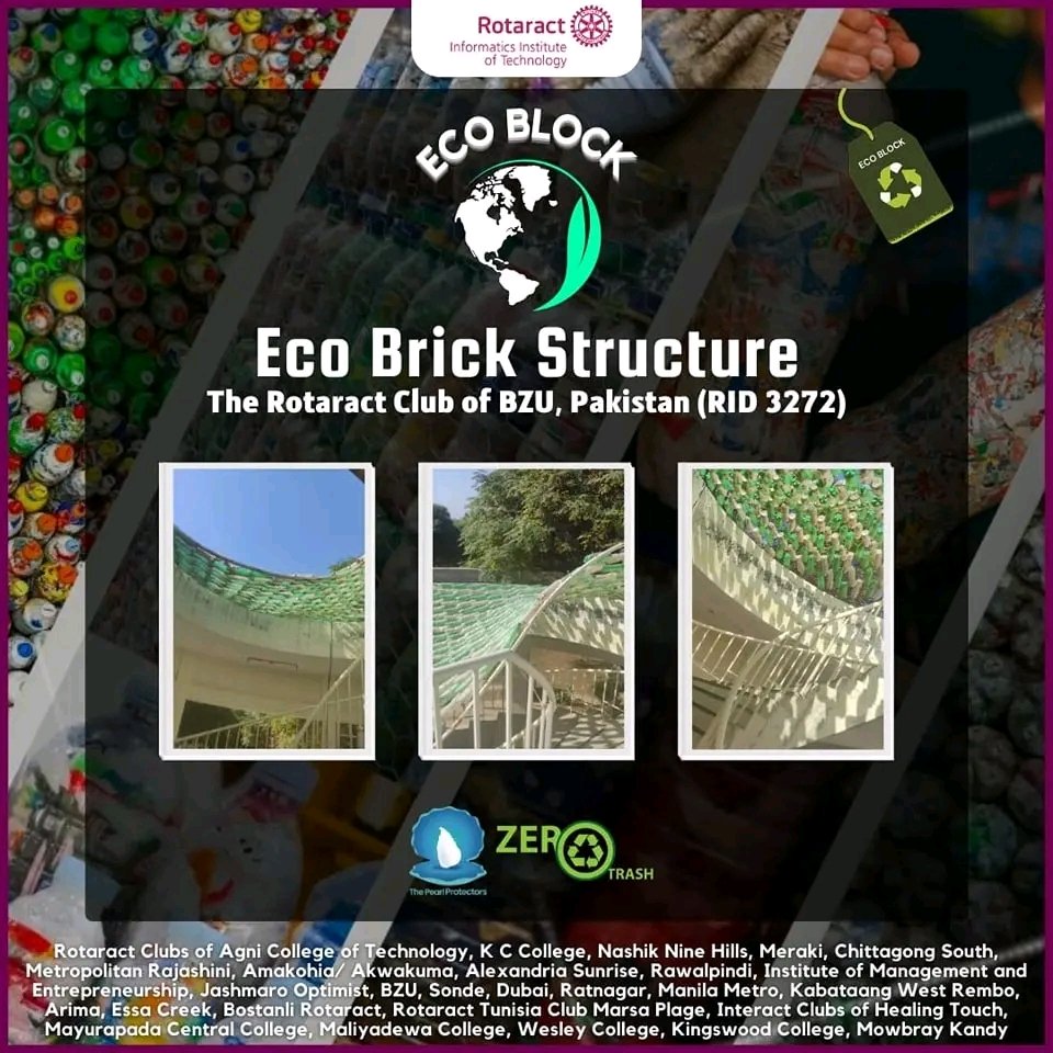 IITRotaract's tweet photo. The Rotaract club of Bahauddin Zakariya University, Multan successfully built a shade(to cover staircases from sunlight) using Eco bricks.
#ecoblock #ecobrickstructures #internationalservice #rotaract3220 #LearnServeandStrive #imaginerotary #RACIIT #weareraciit #rotaract3272 https://t.co/S5MOipgzu0
