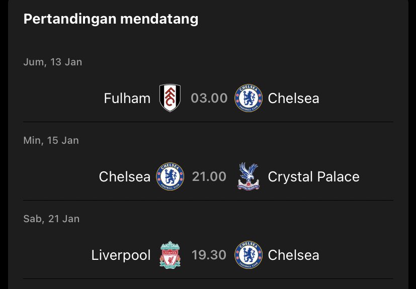 KABAR_CHELSEA's tweet photo. Pertandingan selanjutnya.

Mengubah target juara EPL menjadi bertahan dari Degradasi. https://t.co/0yLwSmXEJT