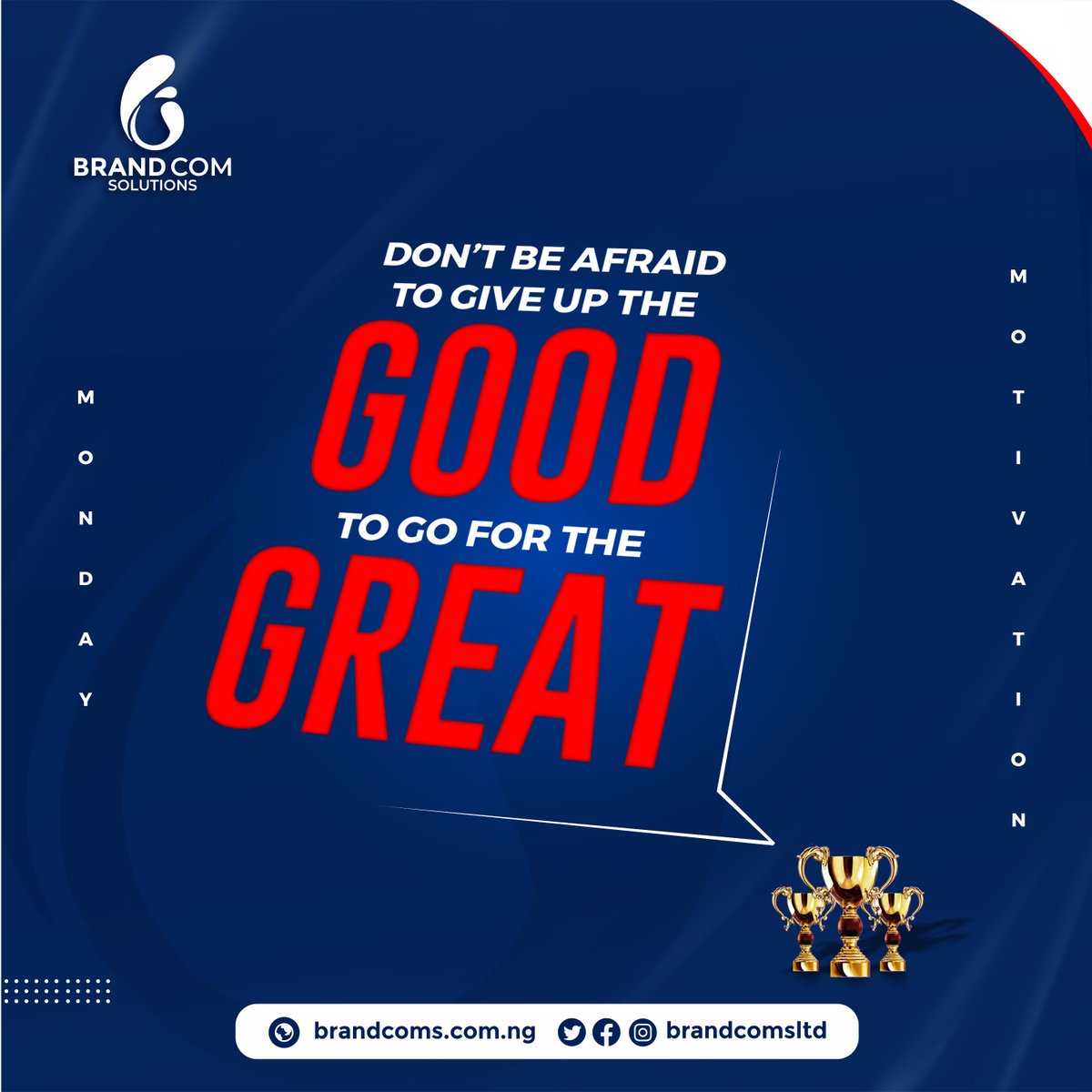 brandcomsltd's tweet photo. Don't be afraid to give up the Good to go for the Great https://t.co/C7jJibXRze