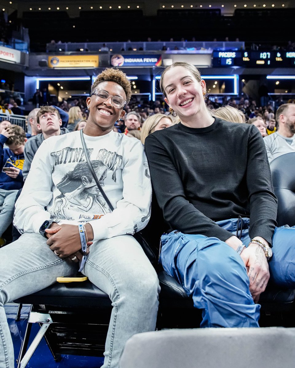catching up in the offseason ❤️ Danielle Robinson and Emily Engstler are courtside at tonight's @Pacers game