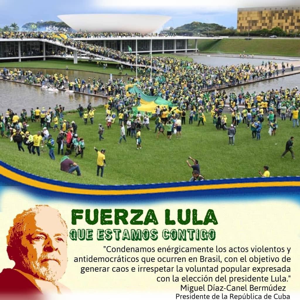 SecinRafael's tweet photo. Ante los sucesos que acontecen en #Brasil,los colaboradores cubanos reafirmamos nuestro apoyo al presidente Lula.
#NoAlGolpeEnBrasil 
@Colaboracionqba
@cubacolabora https://t.co/WzKBYCiWUK