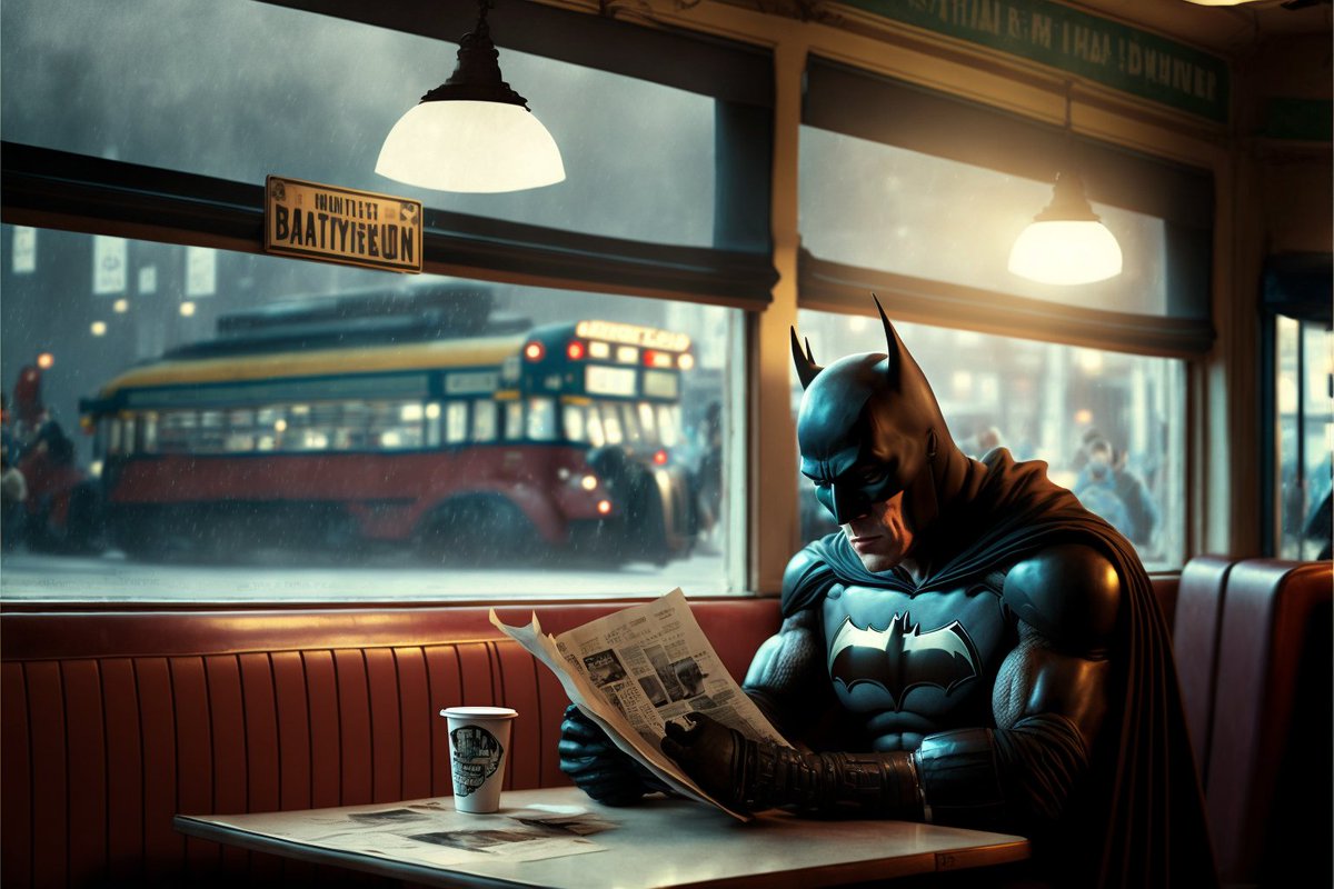 LinusEkenstam's tweet photo. 🦇 You never saw Batman like this before

🪄 I'm working on a thread about getting a cinematic look in Midjourney, got completely sidetracked.

🤡 Turned into a Batman parody

🧵 A thread https://t.co/BaT46NSpEc