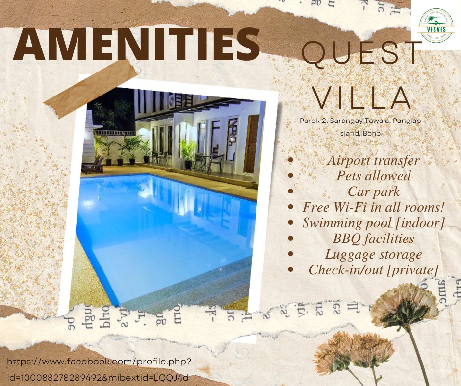 vvtravandtour's tweet photo. With its comforting ambiance you’ll truly be able to relax in Quest Villa! Book Now!🥰

Kindly visit us: https://t.co/SPNeXcic7v

#BOHOL #ExploreBohol #Visvistravel #ExplorePhilippines #itsmorefuninthephilippines #DiscoverPhilippines #TravelGoals2023 #BookNow #QuestVilla https://t.co/HjCZvuAB6r