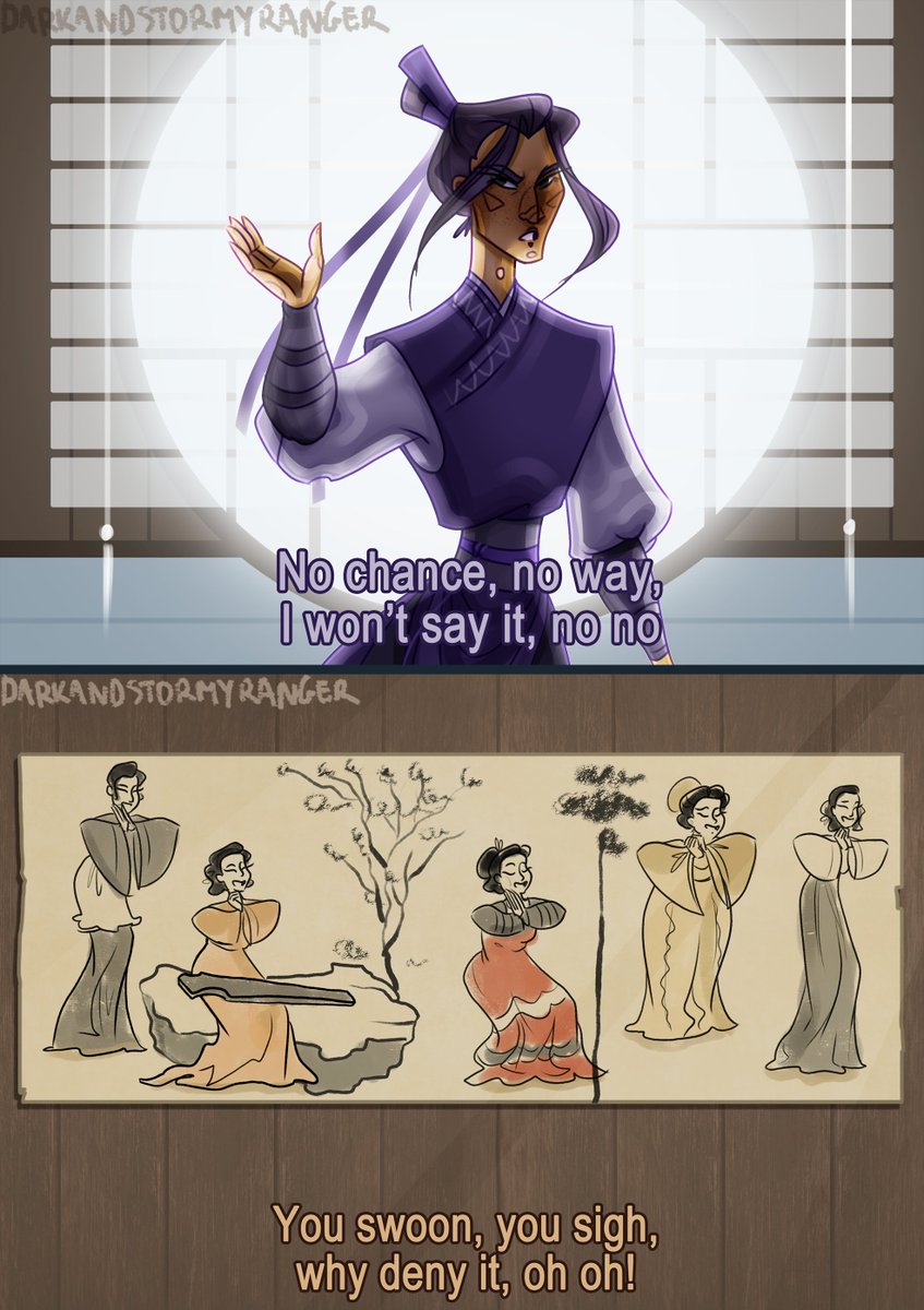 Balthazar_R's tweet photo. i think jiang cheng deserves his own pining/denial song
(why does the lan sect have a full-body painting of lxc hanging somewhere?? reasons i guess??)
#xicheng

1/2 https://t.co/bGApHF9DzH