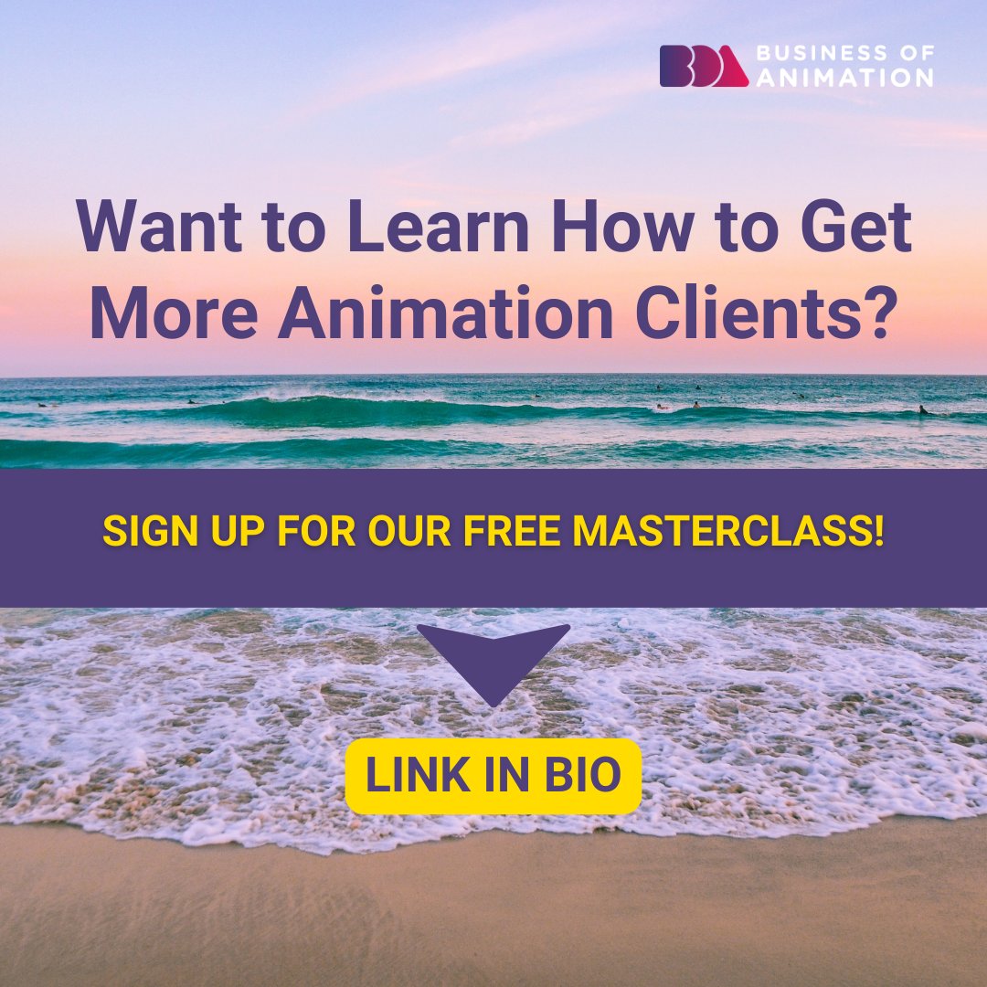 animationbiz's tweet image. Want to Learn How to Get More Animation Clients? Sign up for our FREE Masterclass! Link in Bio.

 #AnimationBusinessTraining #AnimationBusinessWorkshop #AnimationBusinessMasterclass #AnimatorsBusinessCareer #AnimationBusinessCareer
