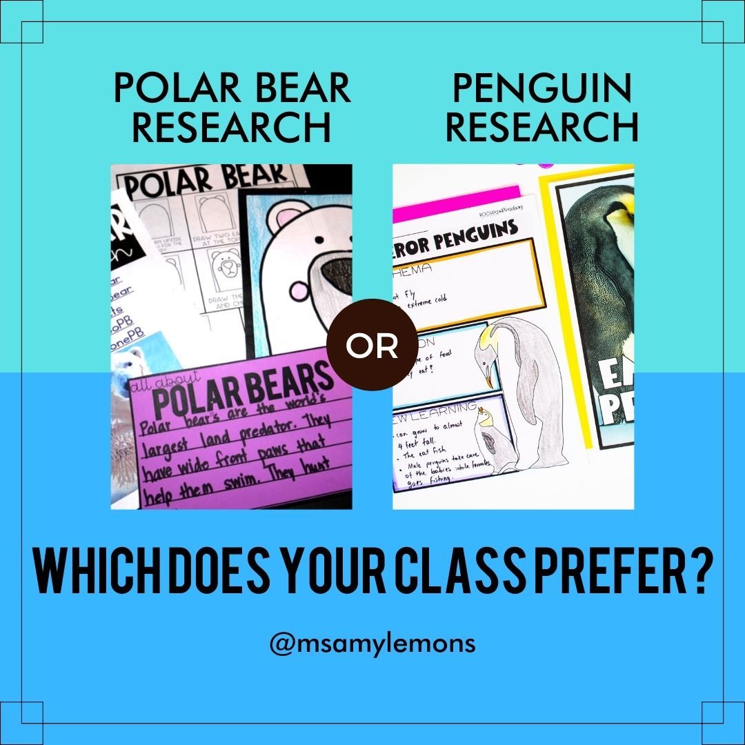 msamylemons's tweet photo. What's your or your student's favorite winter research project?
I honestly can't choose, but I have definitely went overkill on penguins in the classroom in the past! 😅
#teacherchat #classroomresearch #activities #penguins #polarbears #teachingactivities https://t.co/KWpjIB8sSY