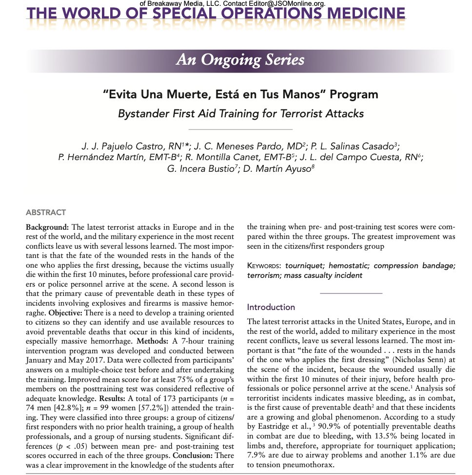 NoobieMatt's tweet photo. 6 years on from this paper in @JSOMonline and many similar ones, and not much has changed... if we want to close the therapeutic vacuum and the #DisasterGap, we need to train and equip the #SpontaneousResponder
Ping @emedtox
#FOAMed #FOAMems https://t.co/Z6UlwLaz1U
