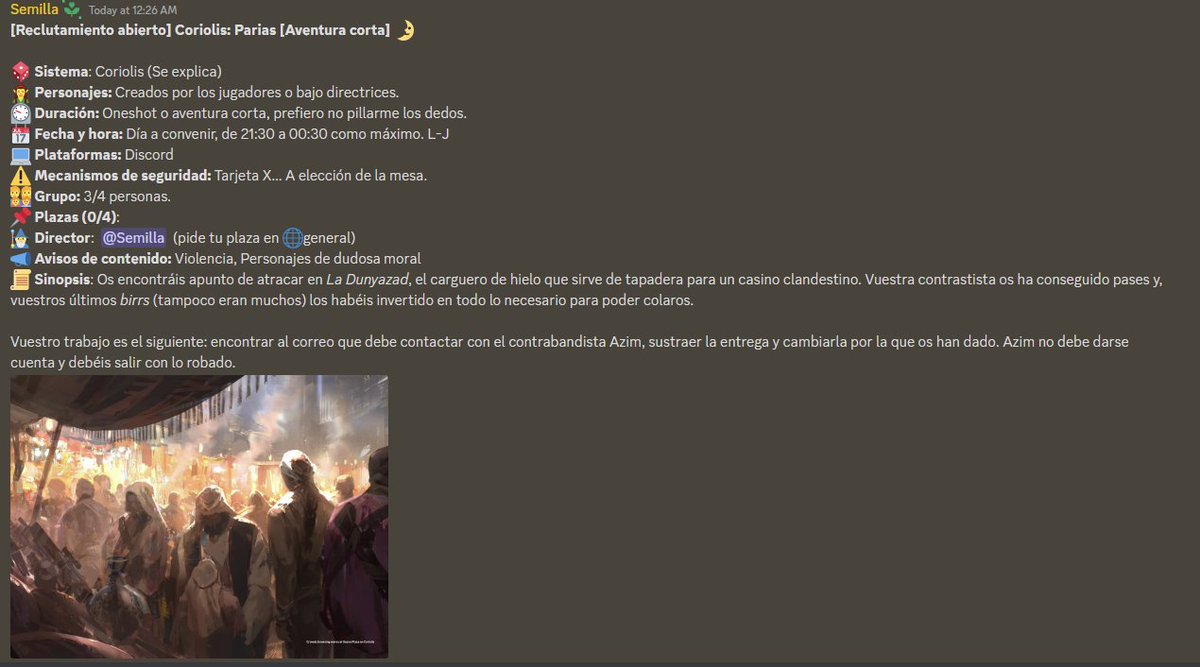 RoleraSemilla's tweet photo. Partida de Coriolis en Ludorussafa, por si alguien quiere :)
👇
https://t.co/4qXdbc72sp https://t.co/KaDK7qGHIC