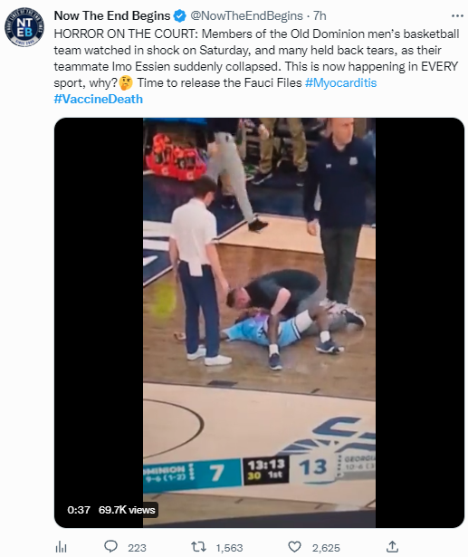 jessesingal's tweet image. This is really grotesque -- #VaccineDeath is a trending topic right now and when I clicked on it I got this tweet just sorta deciding a basketball player who collapsed did so Cuz Vaccines, no evidence or anything.