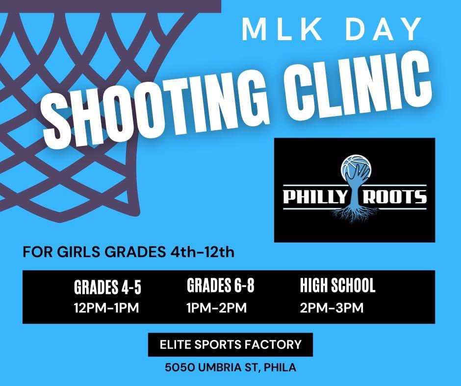 thephillyroots's tweet photo. Spend your day off learning the proper mechanics of shooting a basketball! Join the Philly Roots coaching staff for a FREE shooting clinic to be held on 1/16 Registration is required: https://t.co/cwAeK4dlkL
#phillyroots #phillyrootsbasketball #putdownroots #girlsbasketball https://t.co/KDYQwIyOm1