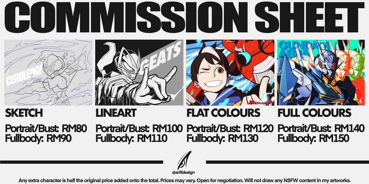 ariftdesign's tweet photo. Opening 5 slots for January slots. Needed to pay monthly bills. RTs and Likes are appreciated 🙌 https://t.co/fritujWMos