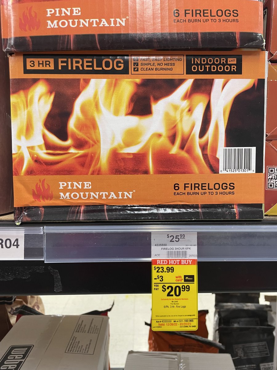 Ace Rewards Members, stop by Hometown Ace and save $3 on a 6pk. of Pine Mountain 3hr. Fire Logs!

#AceHardware #HometownAceHardware #ShopLocal #MyLocalAce #PineMountain #FireLogs #Fire #Fireplace #Wood #Logs #Savings #Sale #AceRewards #PineMountainFire