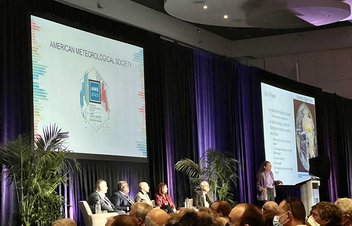NickBogen's tweet photo. Excited to finally be here in Denver for @ametsoc #AMS2023 kicking it off with the Presidential Forum!

Overall theme is “Data: Driving Science. Informing Decisions. Enriching Humanity.” Seeing my job revolves around data, this is going to be exciting. https://t.co/gBhBkPsqsF