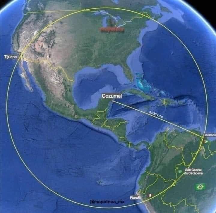 InformaCosmos's tweet photo. 🌎| Un poco de la geografía de México 👇

Su territorio es lo suficientemente grande como para que Cozumel, Quintana Roo esté más cerca de Brasil y Perú que de Tijuana Baja California, y a su vez Tijuana está más cerca de Alaska que del estado de Chiapas. https://t.co/BCj5Xc0WT3