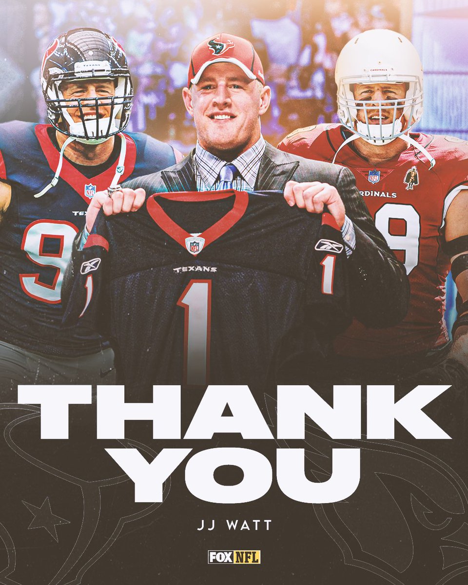 Incredible career for <a href="/JJWatt/">JJ Watt</a>. Thank you, 9️⃣9️⃣

3× NFL DPOY
5× Pro Bowler
5× First-team All-Pro 
2× NFL Sack leader
Walter Payton NFL Man of the Year