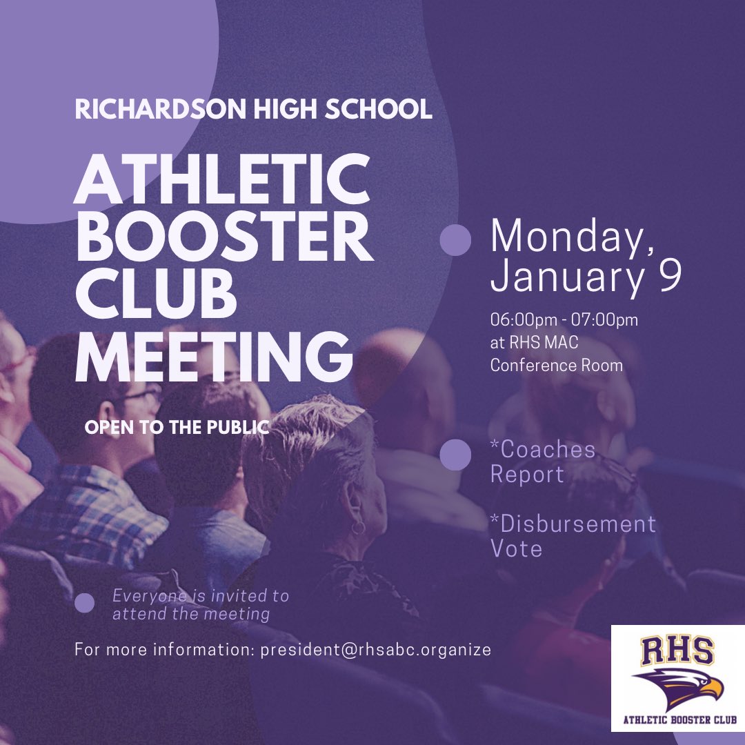 RHSABC's tweet photo. Agenda:

*Welcome
*Coaches Report
*Treasurer Report
*Annual Budget/Report
*Media Guide Report
*Webmaster Report
*Membership Report
*Closing remarks https://t.co/gmRBSh7akS
