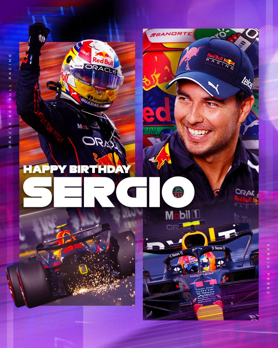 ausgrandprix's tweet photo. Happy birthday, @SChecoPerez! 🎈

The @redbullracing driver turns 33 today 🎉

#F1 https://t.co/1yoRMQiPPf