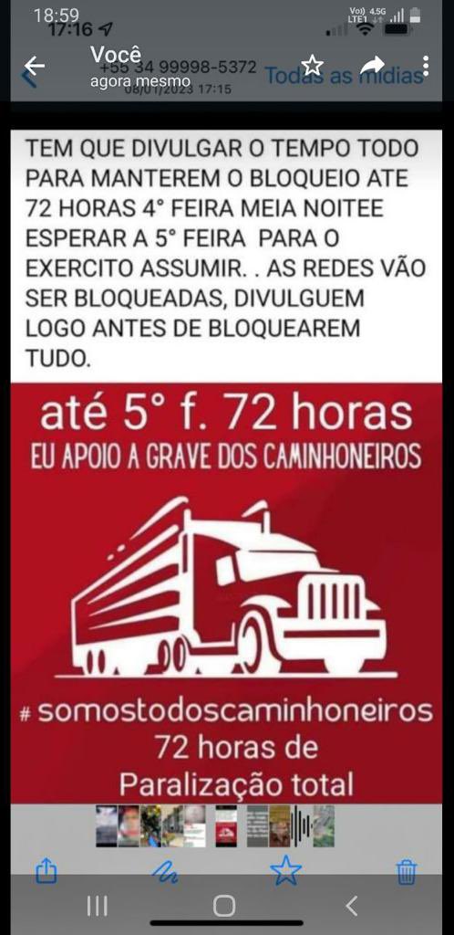 andreia macedo (@andreiamacedo30) on Twitter photo 2023-01-09 00:48:19 Vamos divulgar ao máximo pq o cabeça de ov@ mandou Anatel bloquear tudo para deixar tds sem comunicação . Estão com medo do POVO. Nós que vamos assumir tudo. O Brasil e do Povo. RT e curtir. Vamos divulgar ao máximo pq o cabeça de ov@ mandou Anatel bloquear tudo para deixar tds sem comunicação . Estão com medo do POVO. Nós que vamos assumir tudo. O Brasil e do Povo. RT e curtir.