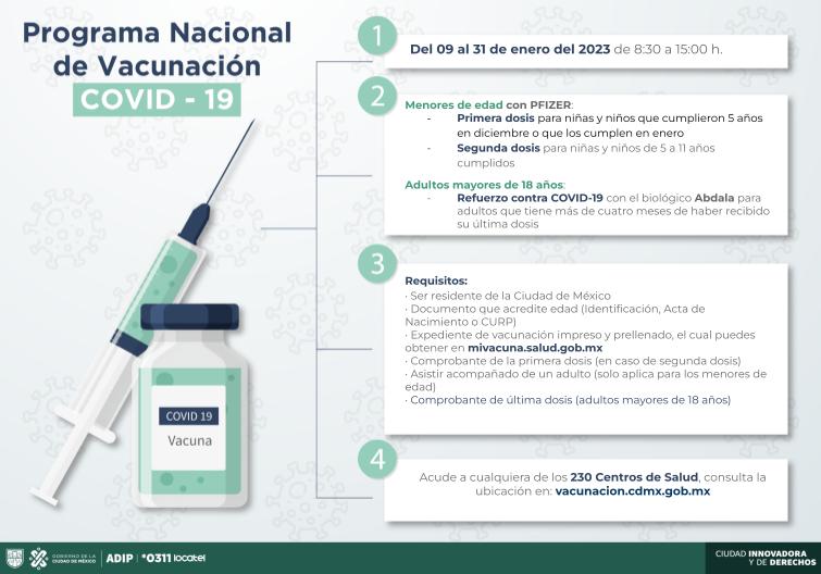 locatel_mx's tweet photo. ¡Vacúnate este 2023 en la CDMX! 🙌🏼

Se aplicará: 
 💉Refuerzo para mayores de 18 años 👩‍🦱🧓
💉1a. y 2a. dosis para niñas y niños que hayan cumplido 5 años 👧🧒

 ⏰Acude de 8:30 a 15:00 h 
  📍Consulta los Centros de Salud 👇
https://t.co/0JHVgZvfEf 

 #AnteLaDudaLocatel https://t.co/iiwBp5GTRY