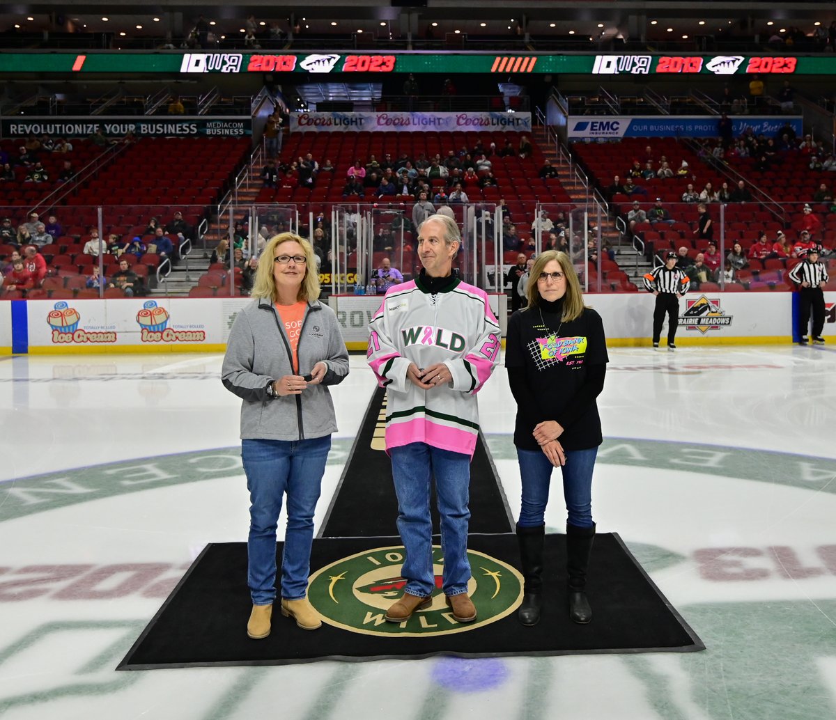 IAWild's tweet photo. Tonight, Fred &amp; Rose participated in our ceremonial puck drop. They will be donating $100 for every point Dakota Mermis scores starting December 28th and throughout the remainder of the season to the @FOODBANKIOWA!

Thank you 
@FrederickWJames!

#10WAGROWN https://t.co/jXREOeN3oR