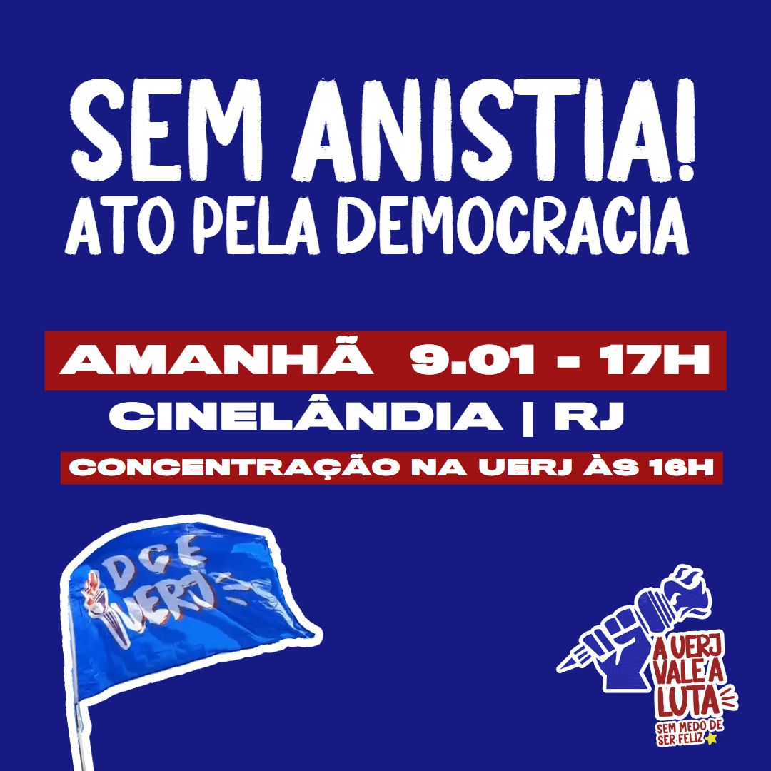 UERJDCE's tweet photo. NOTA PÚBLICA:

O DCE UERJ vem, por meio dessa nota, manifestar o nosso repúdio aos atos terrorista, facistas e antidemocráticos que ocorreram na tarde de hoje, 8 de janeiro de 2023, em Brasília. https://t.co/wtktzCYn15