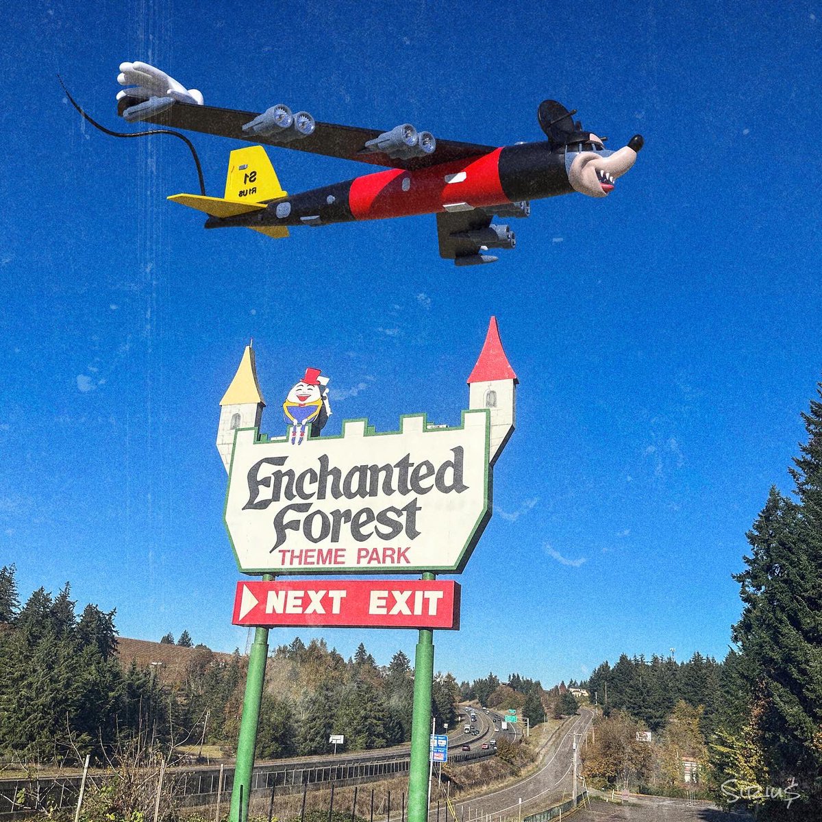 🐭✈️📡🏰🎡 mouse force one kicks off the amusement park cold wars by dice bombing tourists at local ma and pa amusement parks in Oregon. 😯 #enchantedforest #oregon #onlyinoregon #oregon #cabeladams #mixedreality #amusementpark #disney #mickeymouse #siriusvr #voxelbarf