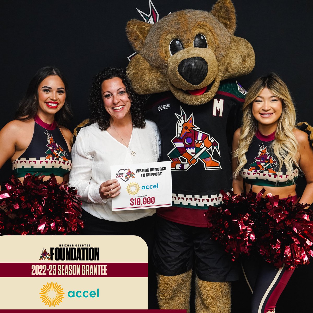 Tonight we recognize Arizona Coyotes Foundation Grantee, <a href="/ACCEL_AZ/">ACCEL Arizona</a>! 

ACCEL’s mission is to provide exceptional educational, behavioral, therapeutic &amp; vocational programs to individuals with special needs and developmental disabilities, to give them necessary skills #CoyotesCare