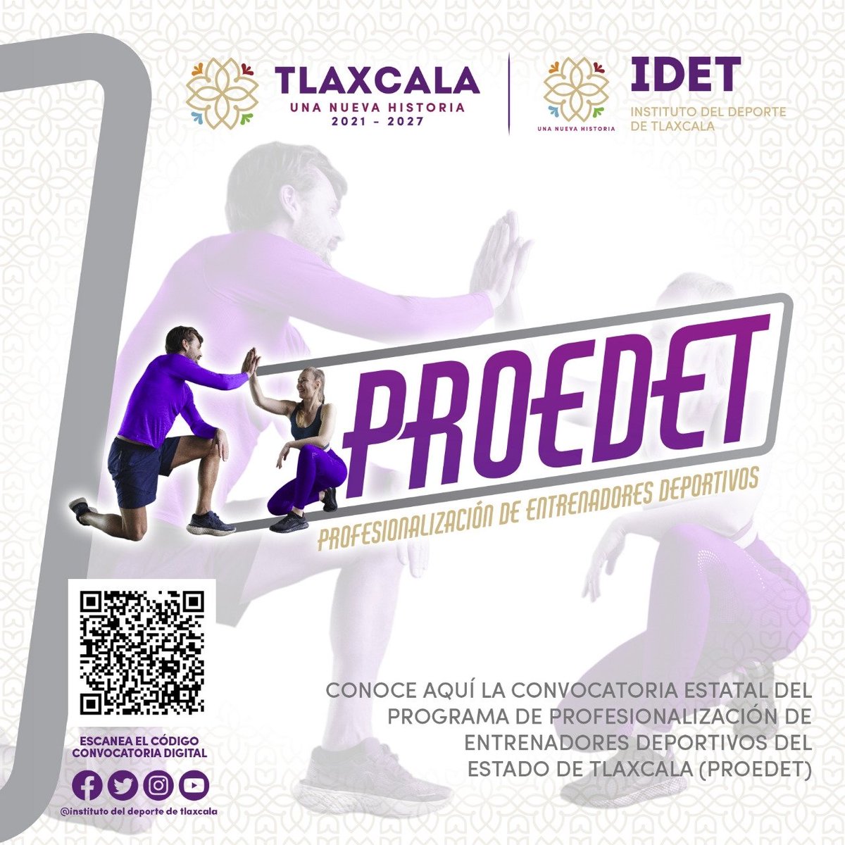 LorenaCuellar's tweet photo. Te invito a participar en el Programa de Profesionalización de Entrenadores Deportivos del Estado de #Tlaxcala (PROEDET), donde se busca la profesionalización, capacitación o actualización de esta área. 
https://t.co/xVZabvUndm https://t.co/FU5pgtrCiJ