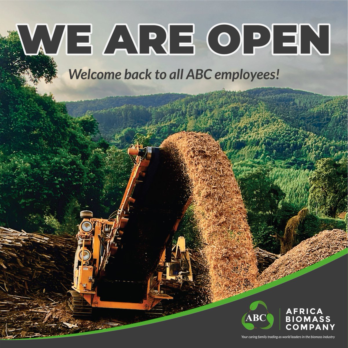 InfoBiomass's tweet photo. A warm welcome back to our ABC team. It's great to have everyone back in the office.
#newyear #backtotheoffice #farmingservices #africabiomasscompany #abc #compostforsale #partsales #chippers #mulchers #compostturner #contractingservices https://t.co/b0PVi7SS5K