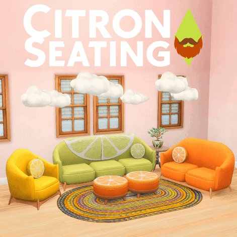 kiwisim4's tweet photo. Base game compatible 

3 citrus swatches with and without leaves 

3 seats and 1 coffee table 
Search Citron in game to find 

https://t.co/kOHWkKOfyL https://t.co/7AT8hNoFFo