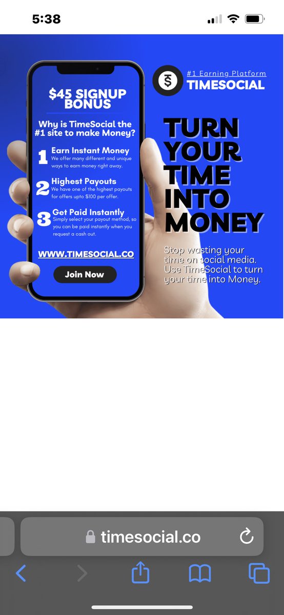 Rayniqu3's tweet photo. With TimeSocial, you will earn $500 daily. Stop wasting time on social media, turn your time into money. You get paid for app reviews, voicing your opinion and using social media. Signup now for a $45 bonus! https://t.co/t5TloH6PhT #timeismoney https://t.co/fHorCuZKqv