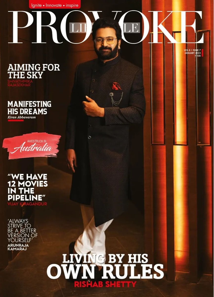 Rishab Shetty in the Chennai Based Provoke Lifestyle Magazine Cover. January 2023 Issue.

#ProvokeLifestyle #ProvokeMagazine
#Provoke #RishabShetty