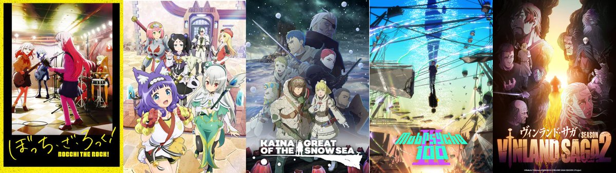 AnimeViceBoards's tweet photo. Which One Should Be The Anime Series of The Month for January 2023?
1) Bocchi the Rock
2) Immoral Guild
3) Kaina of the Great Snow Sea
4) Mob Psycho III
5) Vinland Saga 2
Deadline: Jan 10
https://t.co/9ljbIPe7og https://t.co/7ZWcl6TKiu