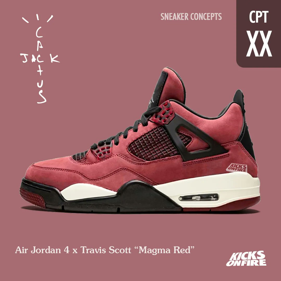KicksOnFire on Twitter: "SNEAKER CONCEPTS: Air Jordan 4 x Travis Scott “Magma Red” 🔥 https://t.co/9wwm1iJN3G" / Twitter