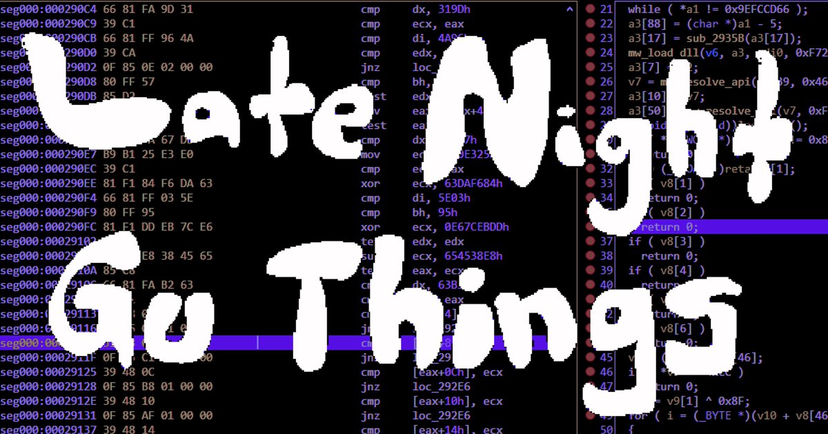 herrcore's tweet image. 🔴 We are live!

Join us for some late night reverse engineering … a bit of emulation and another crack at #GuLoader

#OALABS After Dark 🌚👾

twitch.tv/oalabslive