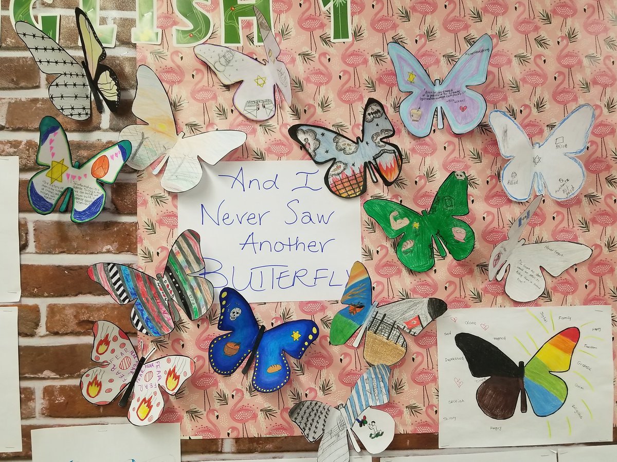 My 9th graders just finished Night and were tasked with commemorating the children of the camps based on the book, 'I Never Saw Another Butterfly'. They knocked it out of the park. #jfkmhspride @DrParry_JFKMHS