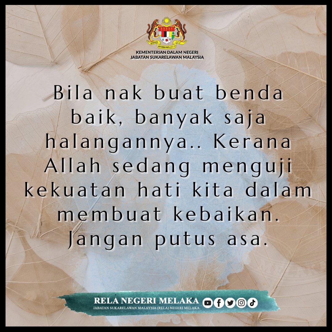 RELAMelaka's tweet photo. 𝙼𝚞𝚝𝚒𝚊𝚛𝚊 𝙺𝚊𝚝𝚊

@wandahlan
@yahyakgc
@KDNPUTRAJAYA
@relamalaysia 
@farhanaliyana93
@FaizalHjHusin https://t.co/66tH8RPSoA