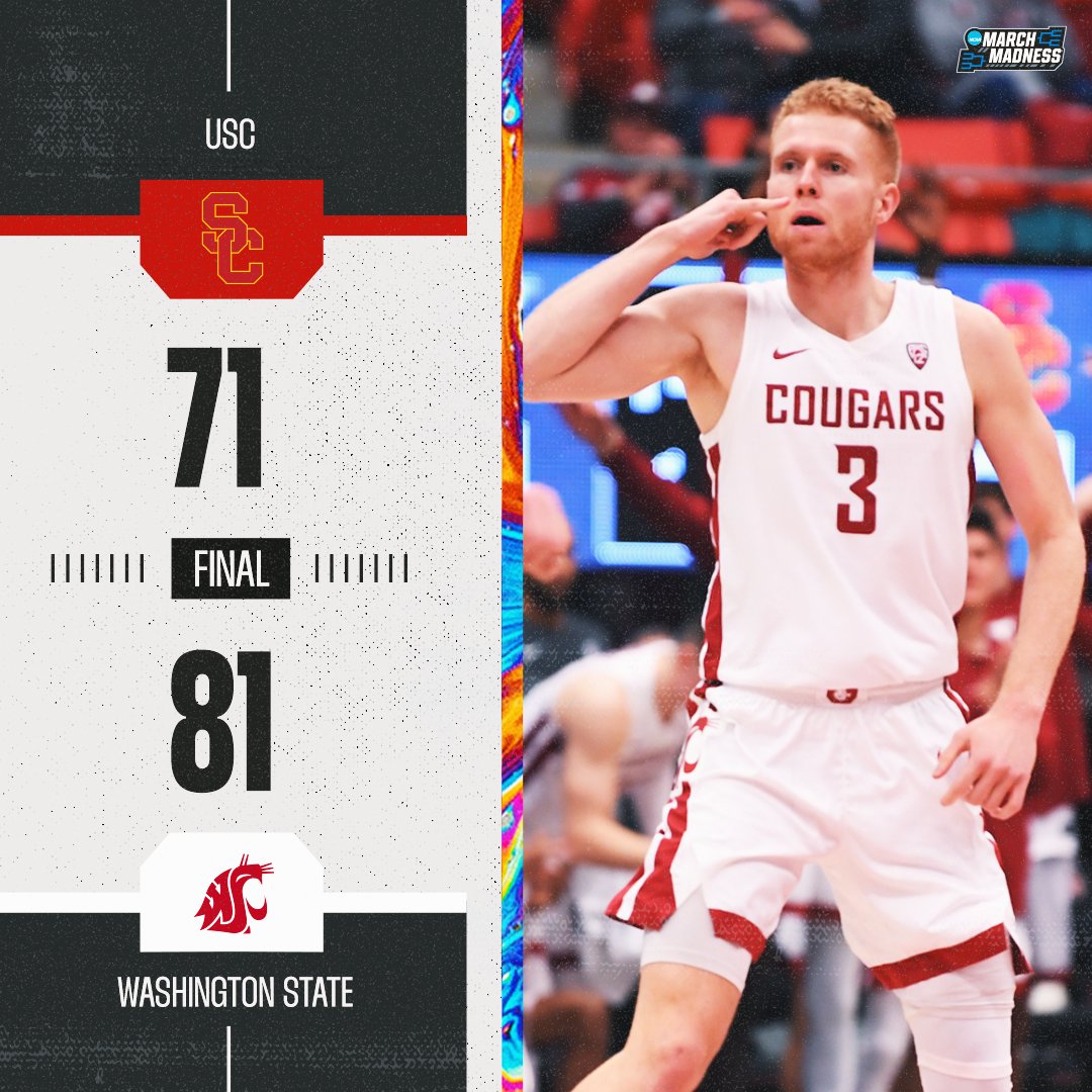 MarchMadnessMBB's tweet photo. WASHINGTON STATE DEFEATS USC 😤

The Cougars take down the Trojans to pick up their first conference win of the season 💪 https://t.co/TVkjjxVVz3