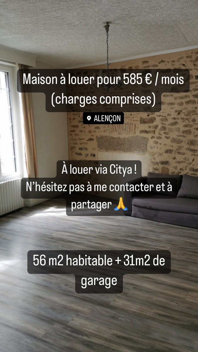 ellioudal's tweet photo. Maison hyper centre en location pour 585 € / mois charges comprises sur Alencon !

56m2 habitable et 31m2 de garage ! 

N’hésitez pas à faire tourner 🙏 https://t.co/C0bkVAVjom