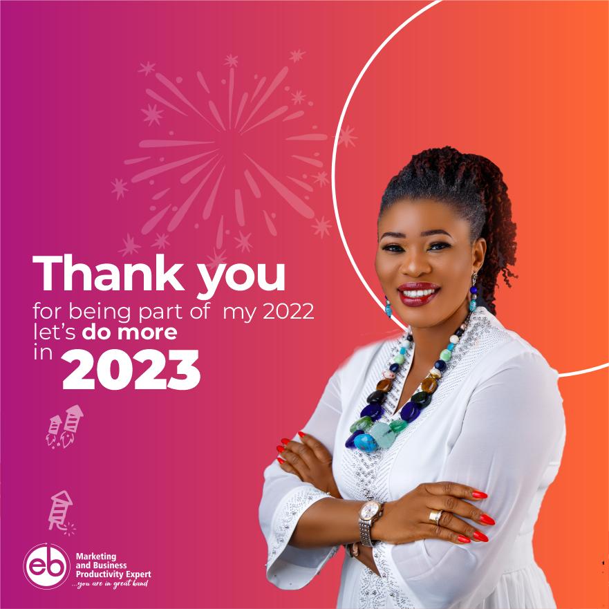 Happy New Year my beautiful community.

2023 will be good for us...

To everyone that has shown their support, I say thank you.
 
I truly appreciate every one of you.

Have a wonderful new year 

#eunice_braimah #NewYear