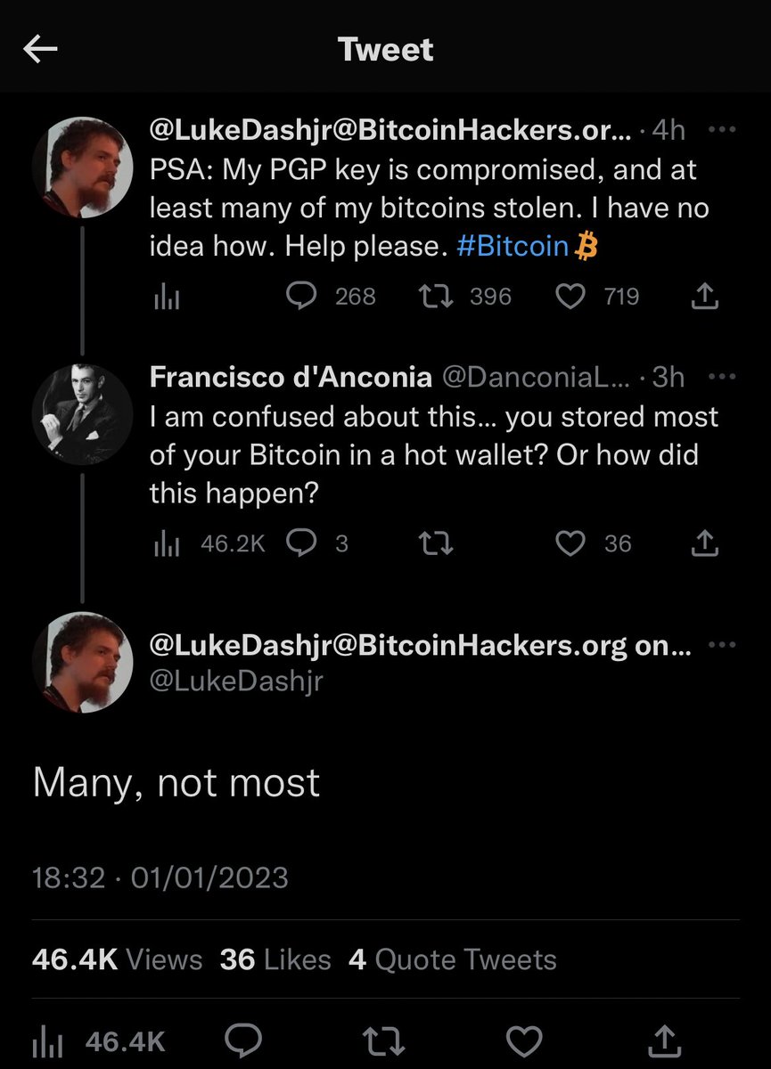 JoeNakamoto's tweet photo. Bloody hell. 

#Bitcoin core dev stores ‘many’ coins on a hot wallet… and loses them 😬 https://t.co/qhZAeHNIOk