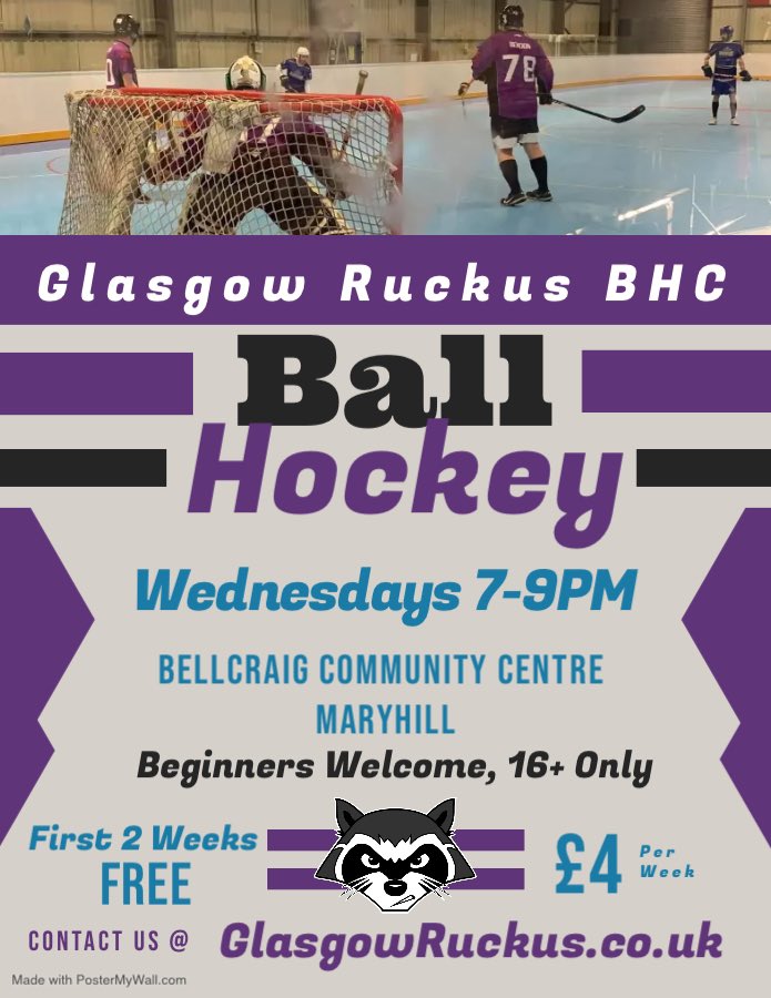 Looking to try a new sport in 2023? Ball hockey training starts back on January 4th at Bellcraig Community Centre, Maryhill 7-9. First 2 weeks are free. Get in touch for more details