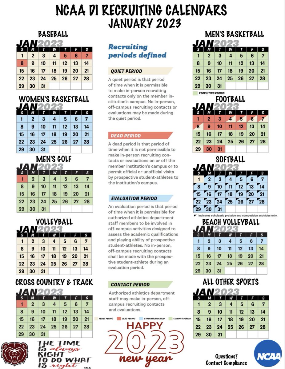 BearsCompliance's tweet photo. 🗓️ January 2023 Recruiting Calendars 🗓️ https://t.co/4JiRl7h2XU