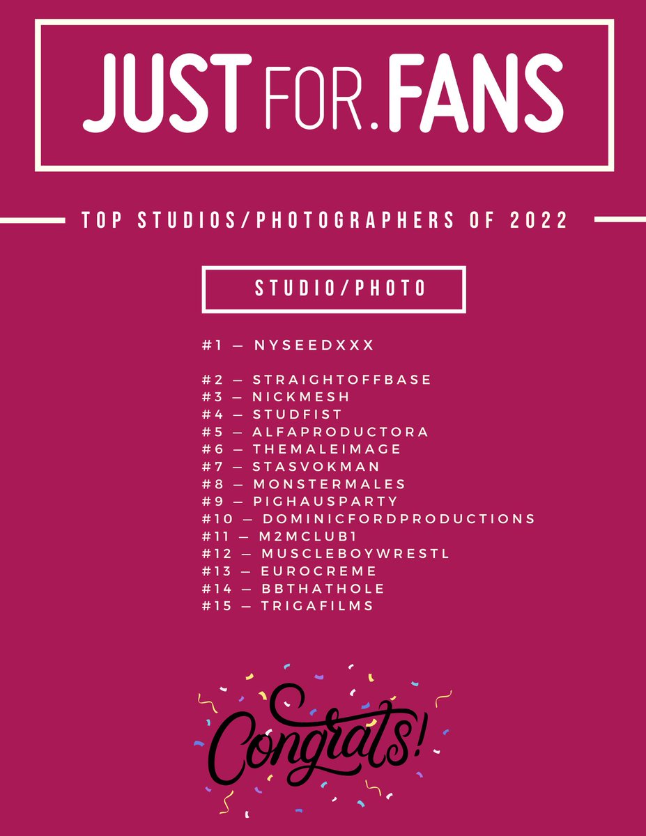 Here is the list of our Top Models and Studios of 2022. We value ALL the models on our site, and are grateful to all of you for making JFF your home. And special congrats to the models who made this list! 

We wish all our models a prosperous and healthy 2023.

#SexWorkIsWork