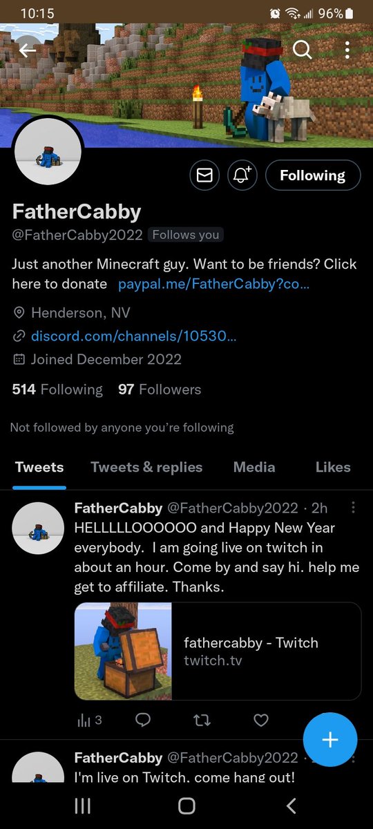 LadyWho1992's tweet photo. Hey gamer friends, this is my hubby's streaming account. He's looking for more followers and friends, and I have to have some people who do streaming too. Look him up ❤️

#twitchstreamer #newstreamer #helphimout #Minecraft https://t.co/iwsxGqnyOi