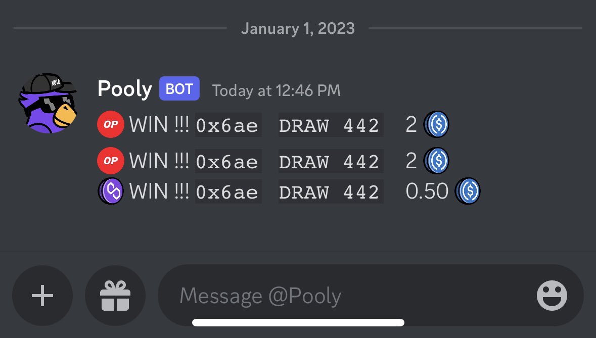 my prize savings account wished me a happy new year with a +$4.50 win

it ain’t much, but it’s honest work 👨‍🌾

<a href="/PoolTogether_/">PoolTogether</a>  🌊🏆 HNY