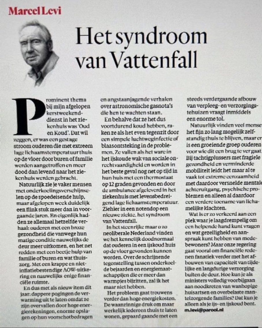 Je hart breekt. Onze alleroudsten steeds vaker onderkoeld en ontredderd naar de spoedeisendehulp 😢 

En de coalitie is nog lang niet klaar met de afbraak van onze ziekenhuiszorg en ouderenzorg. Het is een dagelijkse treurnis. Debat na debat. 

Stem ze weg op 15 maart!